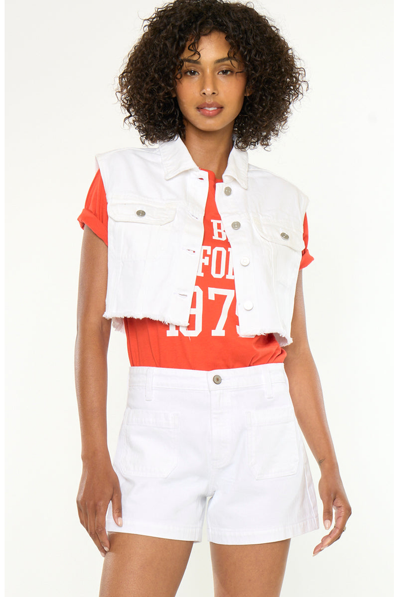 Shay Cropped 90s Denim Vest, Alternate, color, White