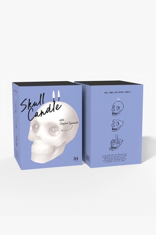 54celsius Skull Candle With Crystal Eyeballs In White