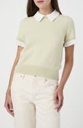 French Connection Mixed Media Short Sleeve Sweater