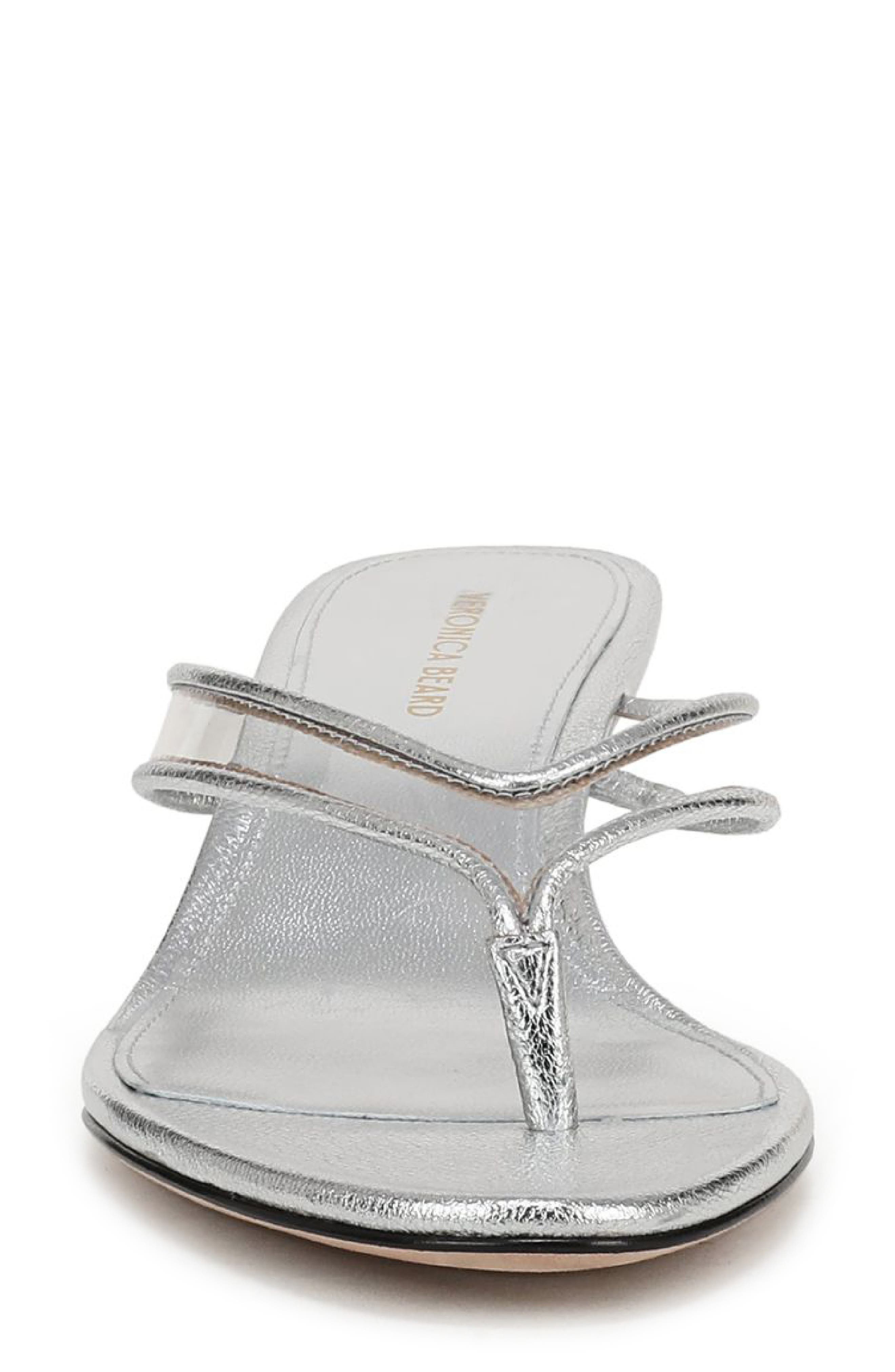 Veronica Beard Clea Wedge Flip Flop, Alternate, color, Clear/ Silver