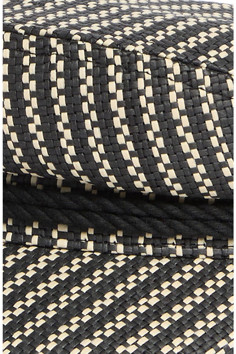 Woven Straw Fiddler Cap, Alternate, color, BLACK/ NATURAL STRAW