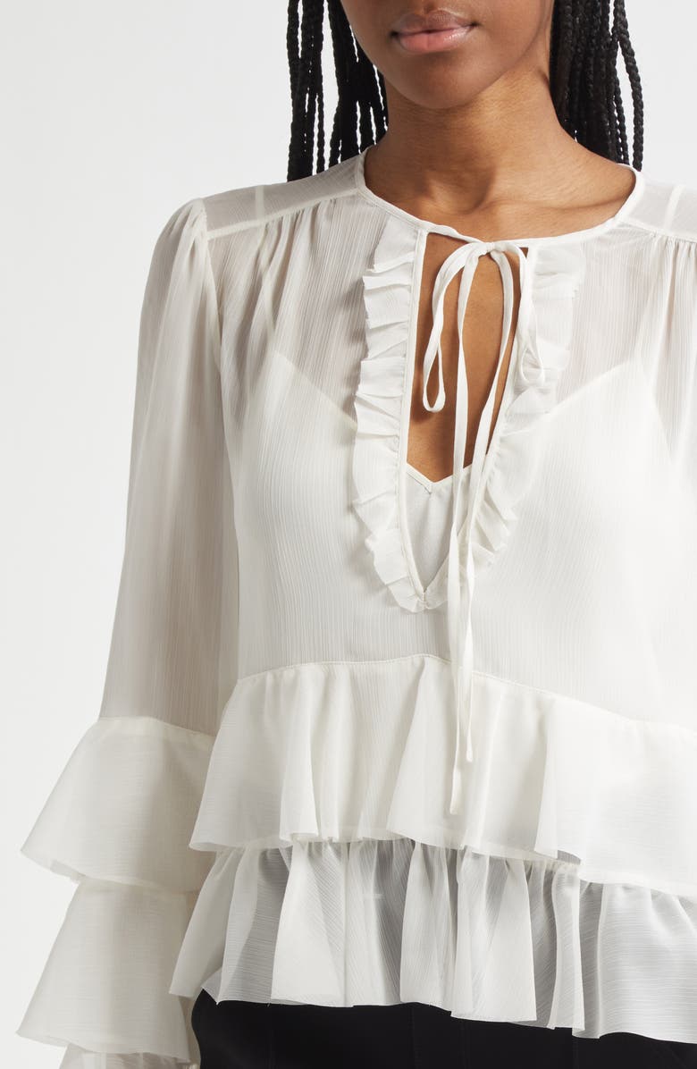 Cinq à Sept Steffina Layered Ruffle Top, Alternate, color, Ivory