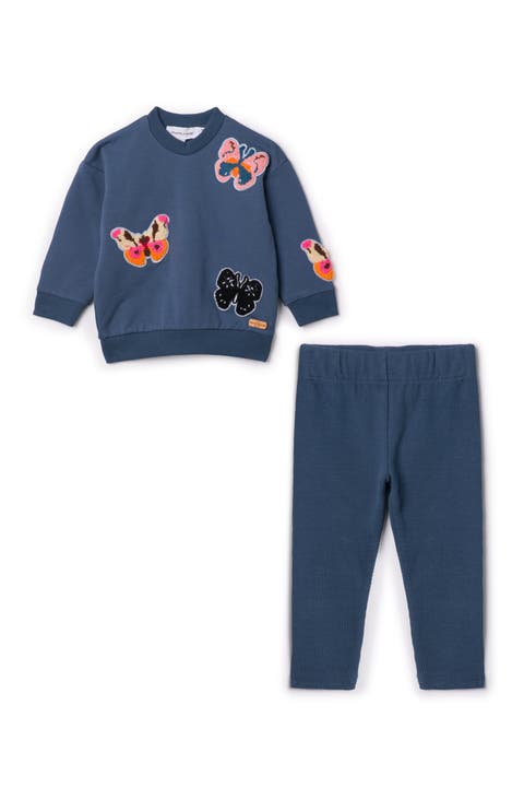 Butterfly Hook Stitch 2-Piece Baby Girl Set