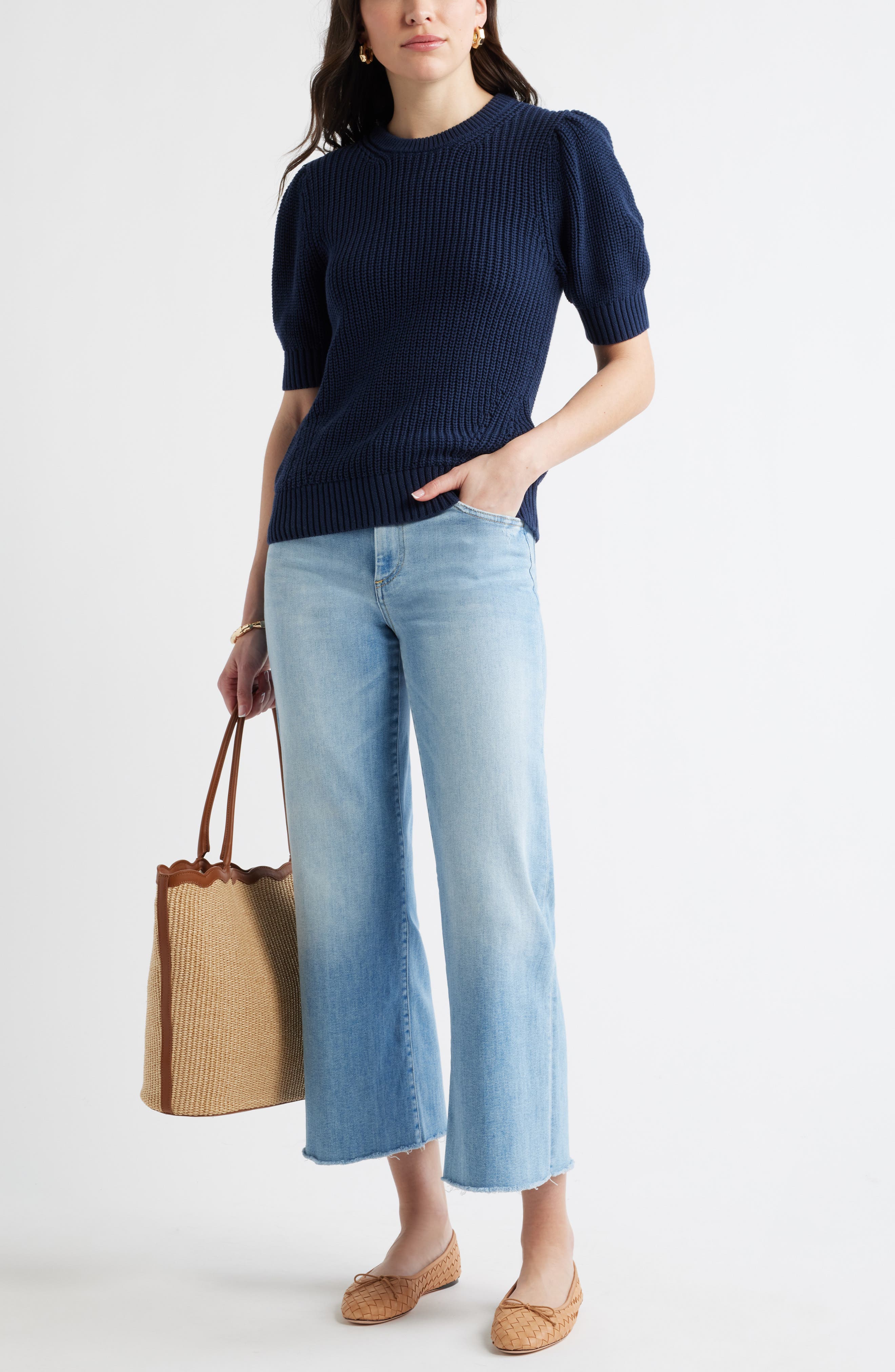 Elbow Sleeve Cotton Sweater - image 2