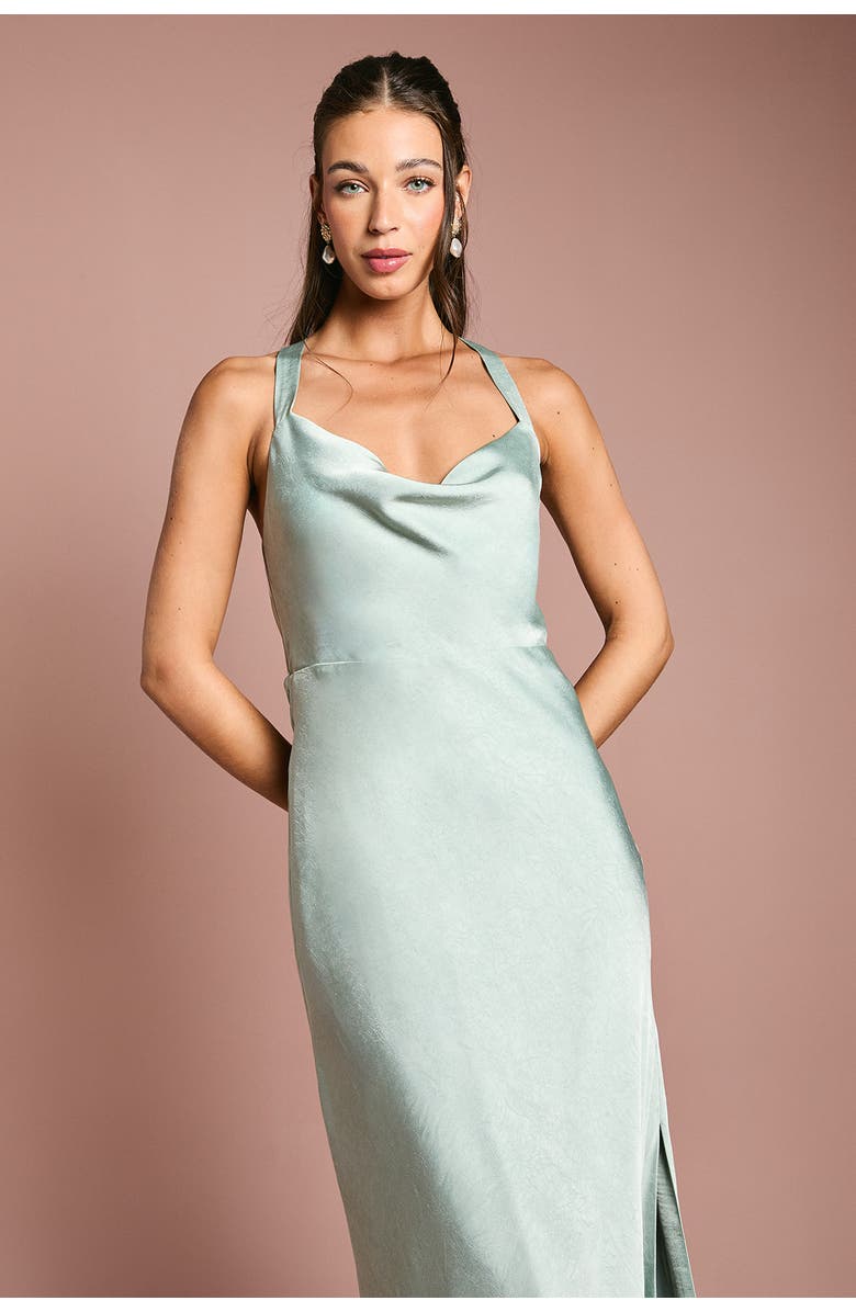 Oasis Satin Bridesmaids Dress, Alternate, color, Sage