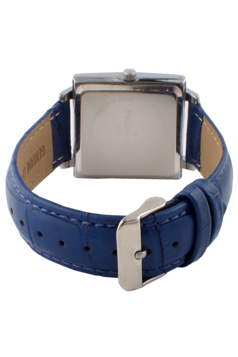 Modern Square Calendar Leather Watch - 35MM, Alternate, color, Blue