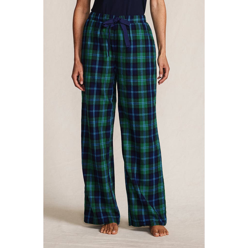Lands' End Plus Size Flannel Wide Leg Sleep Pants In Multi