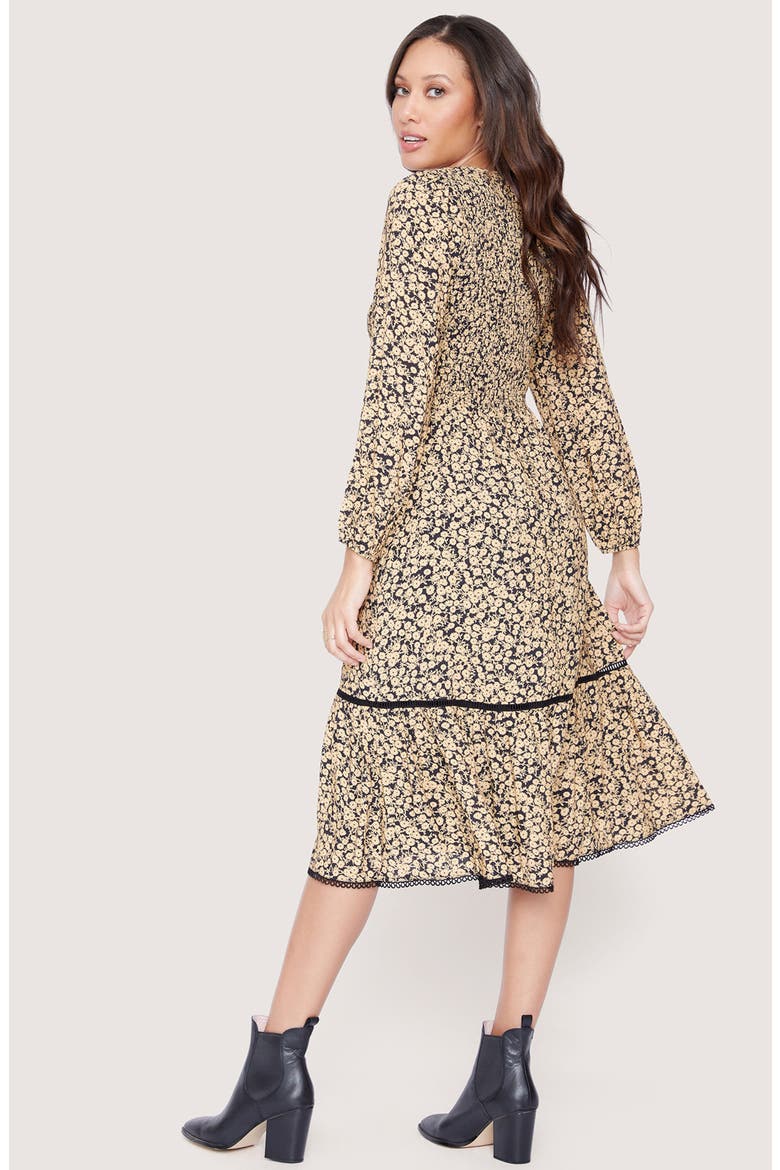 Pick Me Golden Hour Midi Dress, Alternate, color, BLACK GOLD