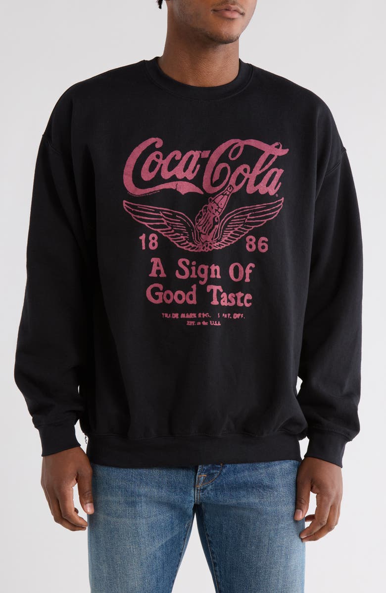 Junk Food Coca-Cola Crewneck Graphic Sweatshirt, Main, color, Black