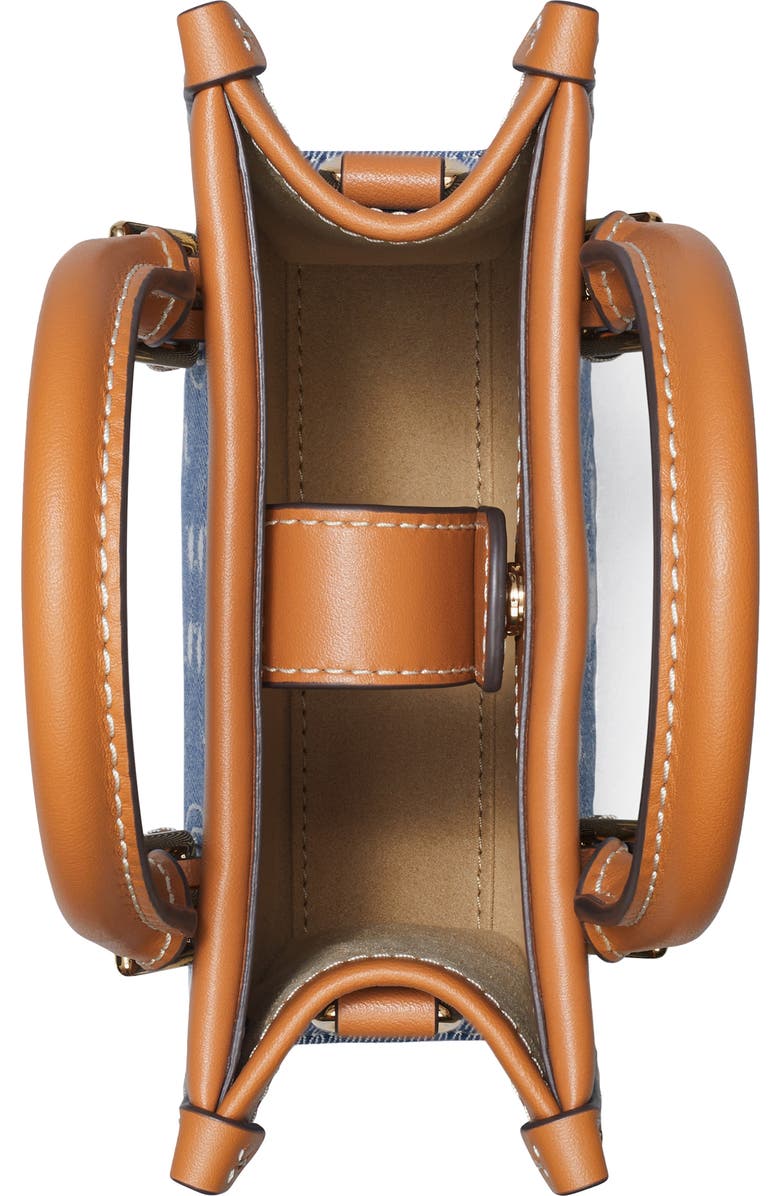 Tory Burch Mini T Monogram North/South Denim Tote, Alternate, color,