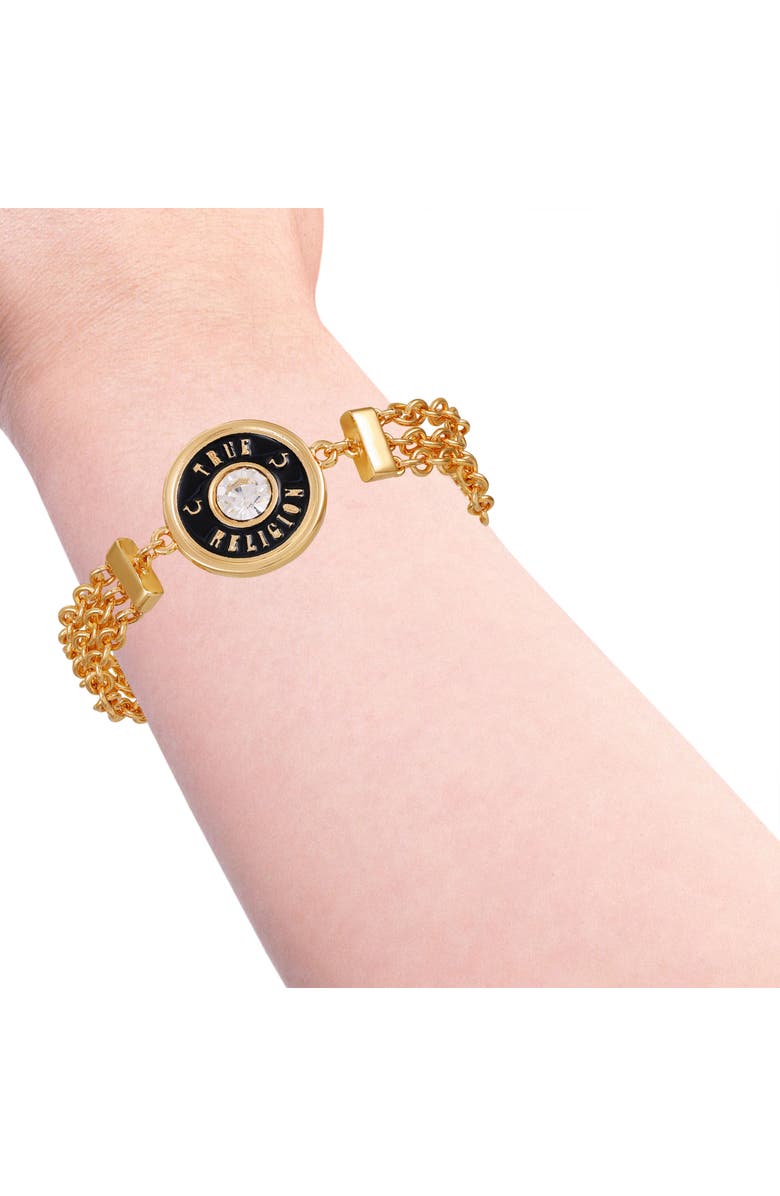 True Religion Logo Medallion Toggle Bracelet, Alternate, color, Goldtone/ Jet