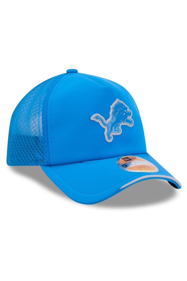 Men's New Era Blue Detroit Lions 2026 Sideline Apex 9FORTY Adjustable Trucker Hat, Alternate, color, Blue