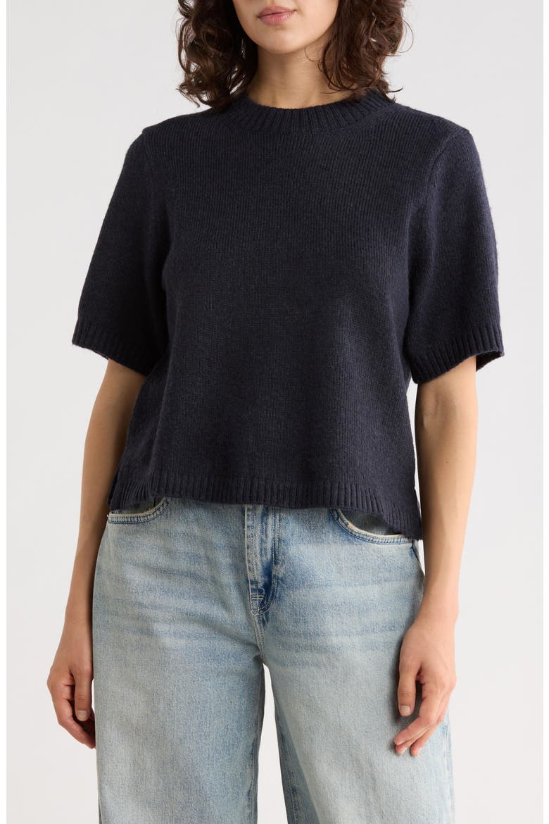 Sarah Short Sleeve Knit Sweater, Main, color, NAVY