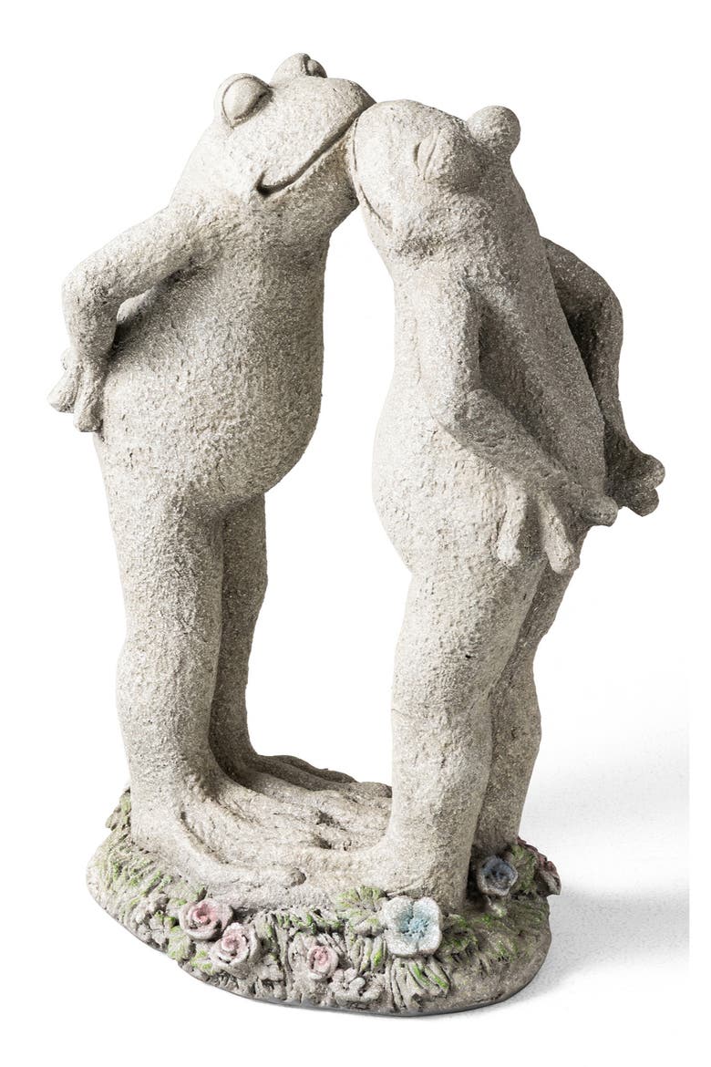 15.25"H Resin Kissing Frogs Statue, Main, color, Grey