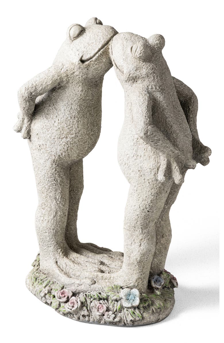 Glitzhome 15.25"H Resin Kissing Frogs Statue, Main, color, Grey