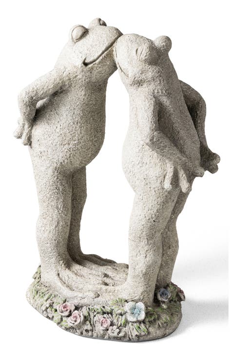 15.25"H Resin Kissing Frogs Statue