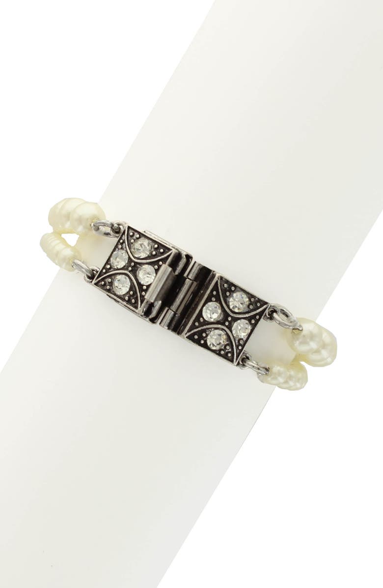 OLIVIA WELLES Lily Mix Crystal Bracelet, Alternate, color, Silver / White