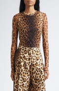 SPORTMAX Ebu Leopart Print Layered Mesh Top