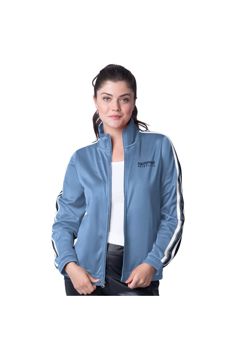 Women's G-III 4Her by Carl Banks Light Blue/Navy Memphis Grizzlies Rebel Sequin Bling Full-Zip Track Jacket, Main, color, Light Blue