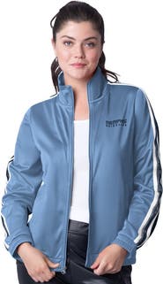 G-III 4HER BY CARL BANKS Women's G-III 4Her by Carl Banks Light Blue/Navy Memphis Grizzlies Rebel Sequin Bling Full-Zip Track Jacket