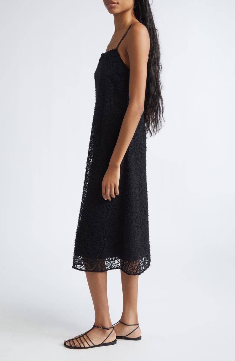 Proenza Schouler Virginie Embroidered Fringe Mesh Slipdress, Alternate, color, Black