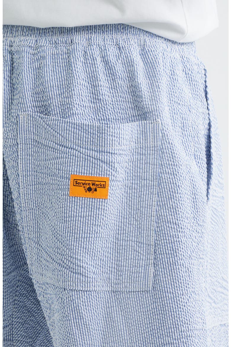 Seersucker Organic Cotton Poplin Drawstring Chef Shorts, Alternate, color, NAVY STRIPE