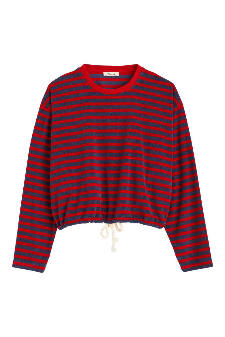 Tie-Waist Top in Terry, Alternate, color, RED NAVY