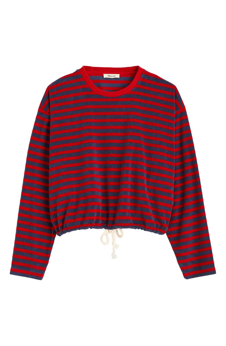 Madewell Tie-Waist Top in Terry, Alternate, color, Red Navy