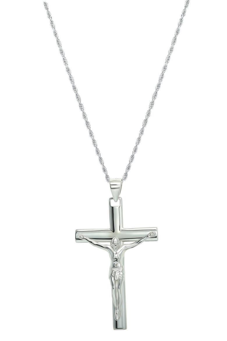 Men's Sterling Silver Crucifix Pendant Necklace, Main, color, SILVER