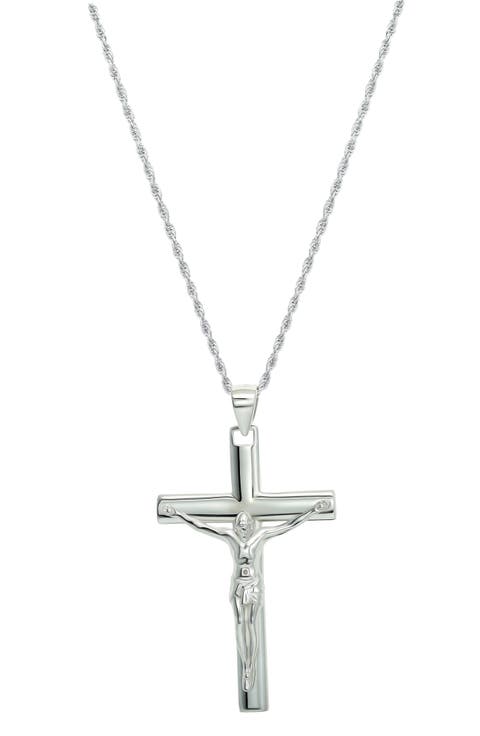 Men's Sterling Silver Crucifix Pendant Necklace