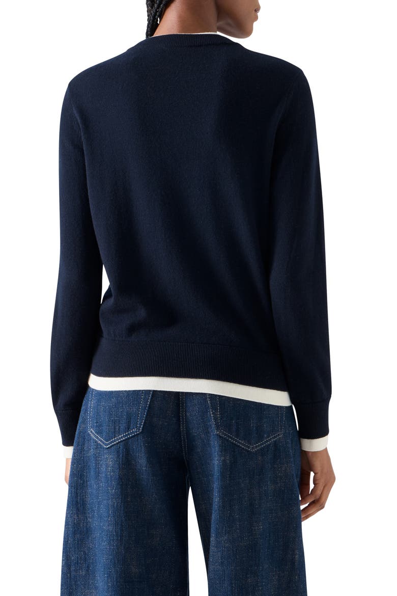 Layered Look Virgin Wool & Cashmere Sweater, Alternate, color, NAVY-CREAM