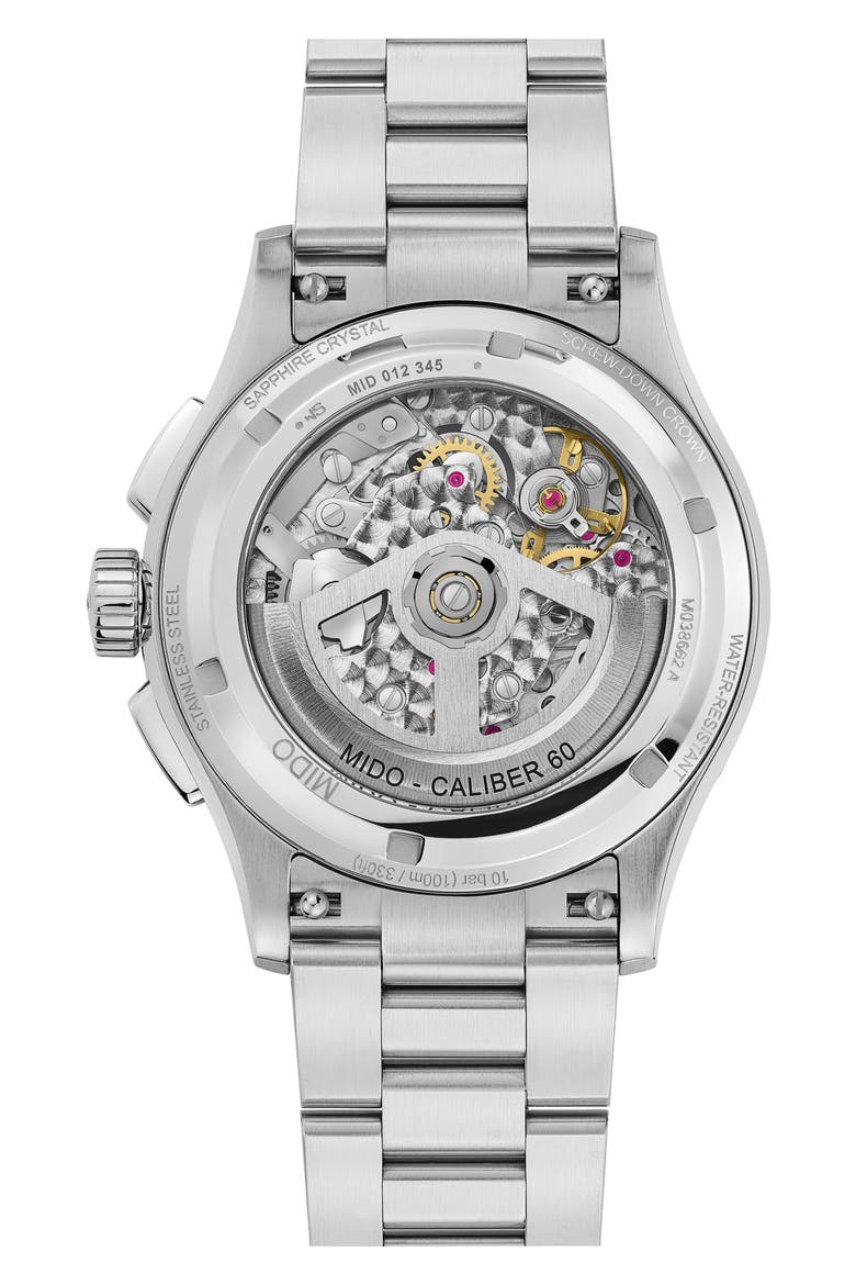 Multifort Skeleton Chronograph Automatic Bracelet Watch, 43mm, Alternate, color, ANTHRACITE