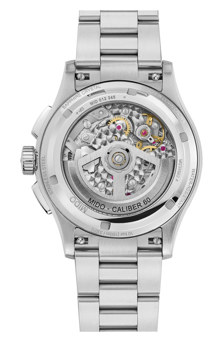 MIDO Multifort Skeleton Chronograph Automatic Bracelet Watch, 43mm, Alternate, color, Anthracite