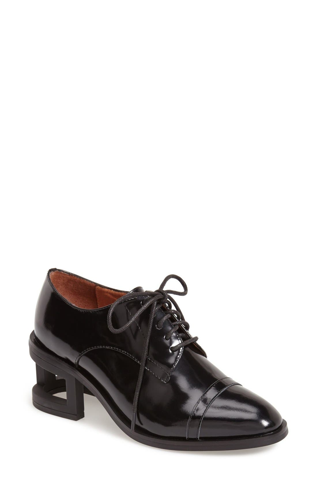 'Sheldon' Leather Oxford, Main, color, BLACK