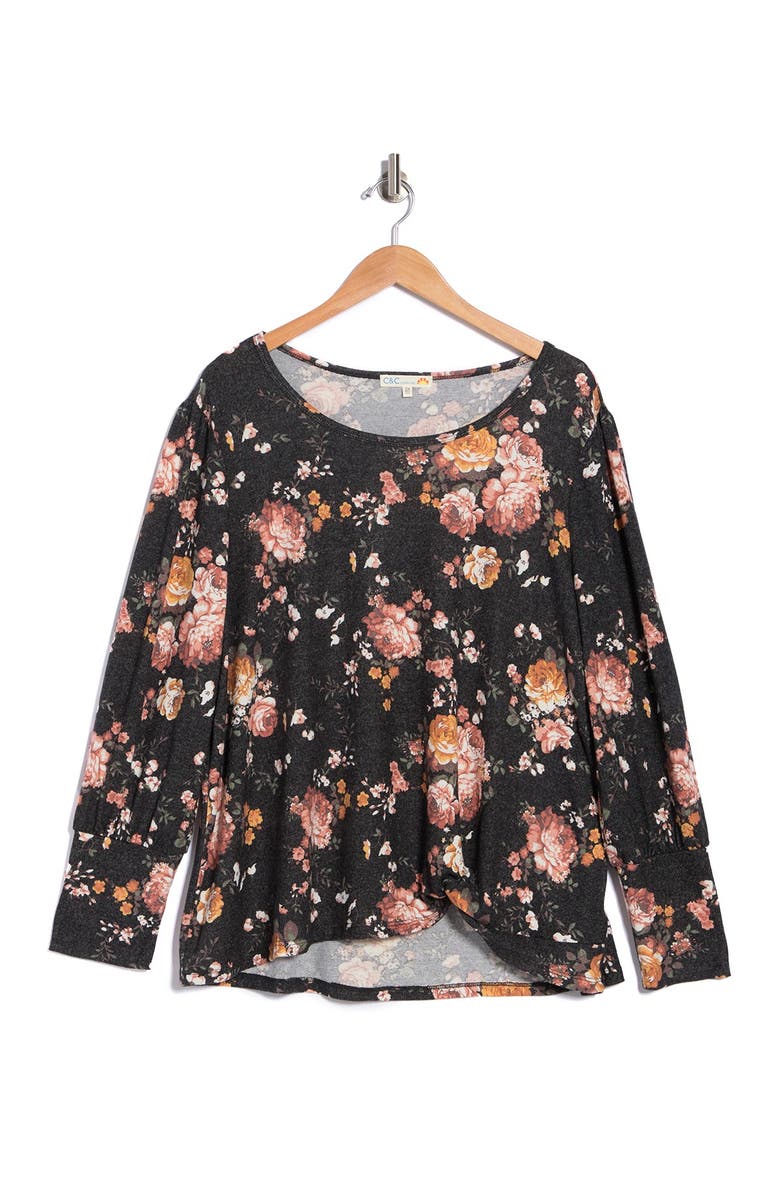 C & C California Printed Front Knot Top, Alternate, color, 