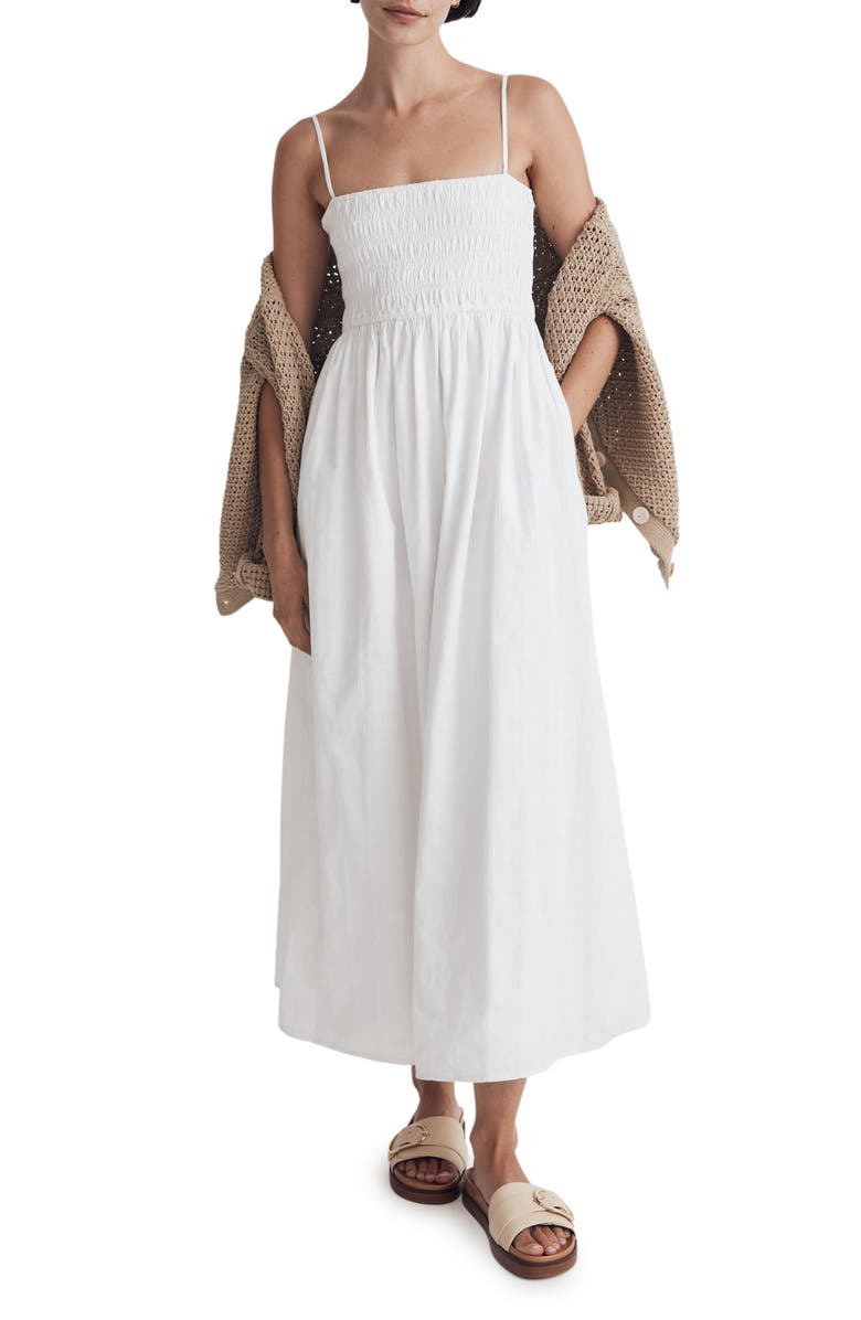 Madewell Theo Sleeveless Cotton Midi Dress, Main, color,
