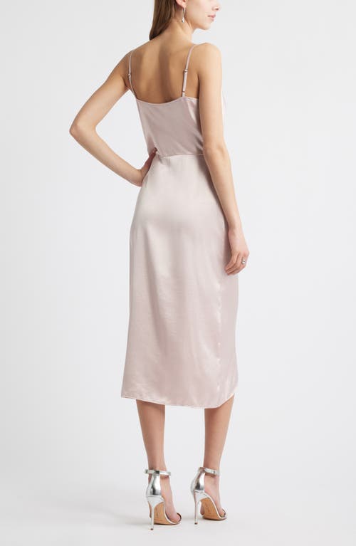 Open Edit Cowl Neck Satin Midi Dress In Pink