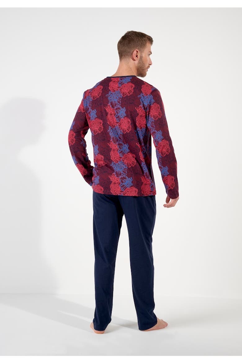 Bouquet Long Pajama Set, Alternate, color, Bordeaux Print