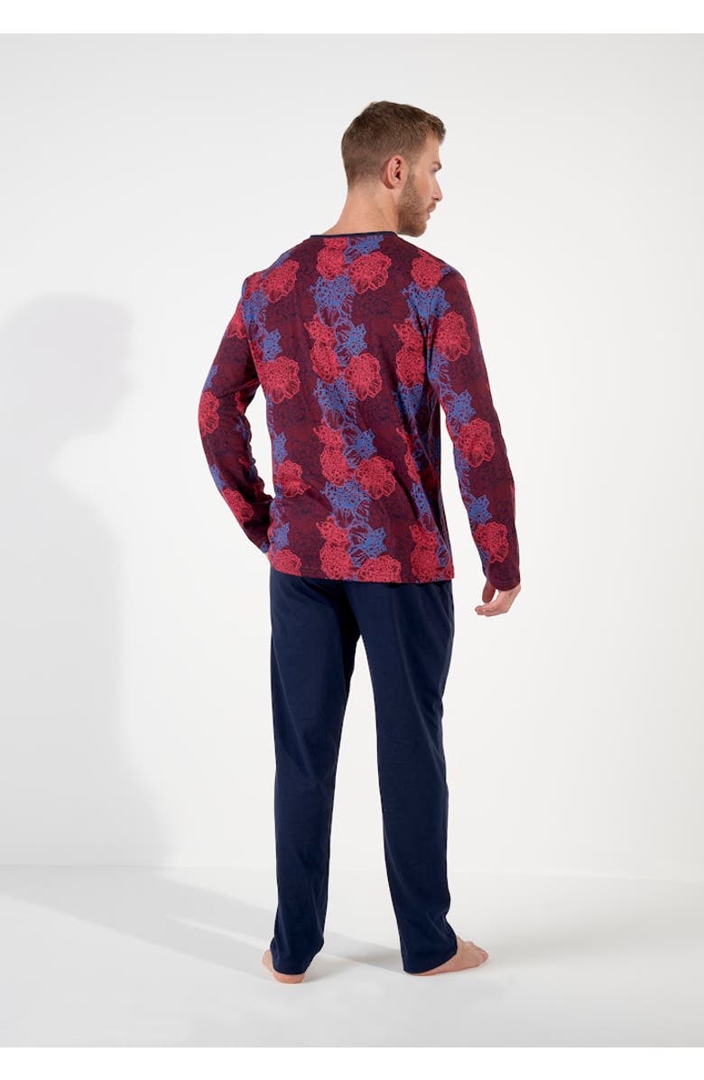 HOM Bouquet Long Pajama Set, Alternate, color, Bordeaux Print