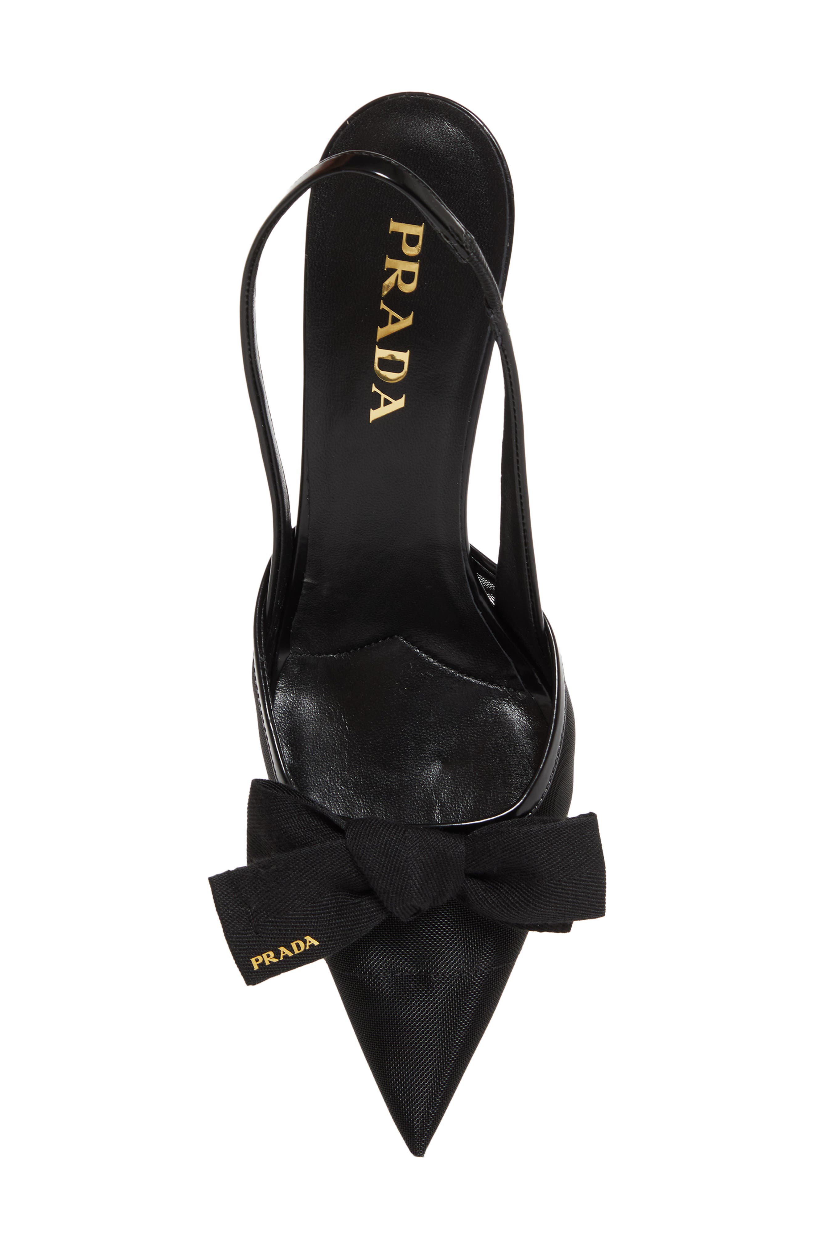 Prada Mesh Bow Slingback Pump, Alternate, color, Nero