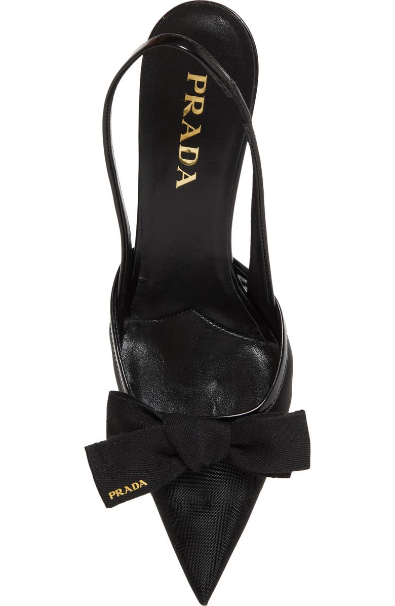 Prada Mesh Bow Slingback Pump, Alternate, color, Nero