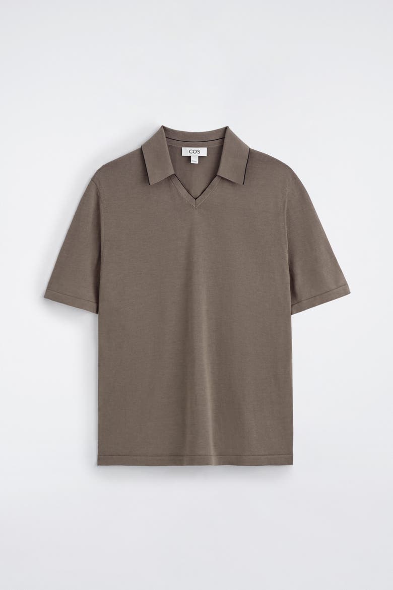 Contrast-tipped Silk-cotton Polo Shirt, Alternate, color, BROWN