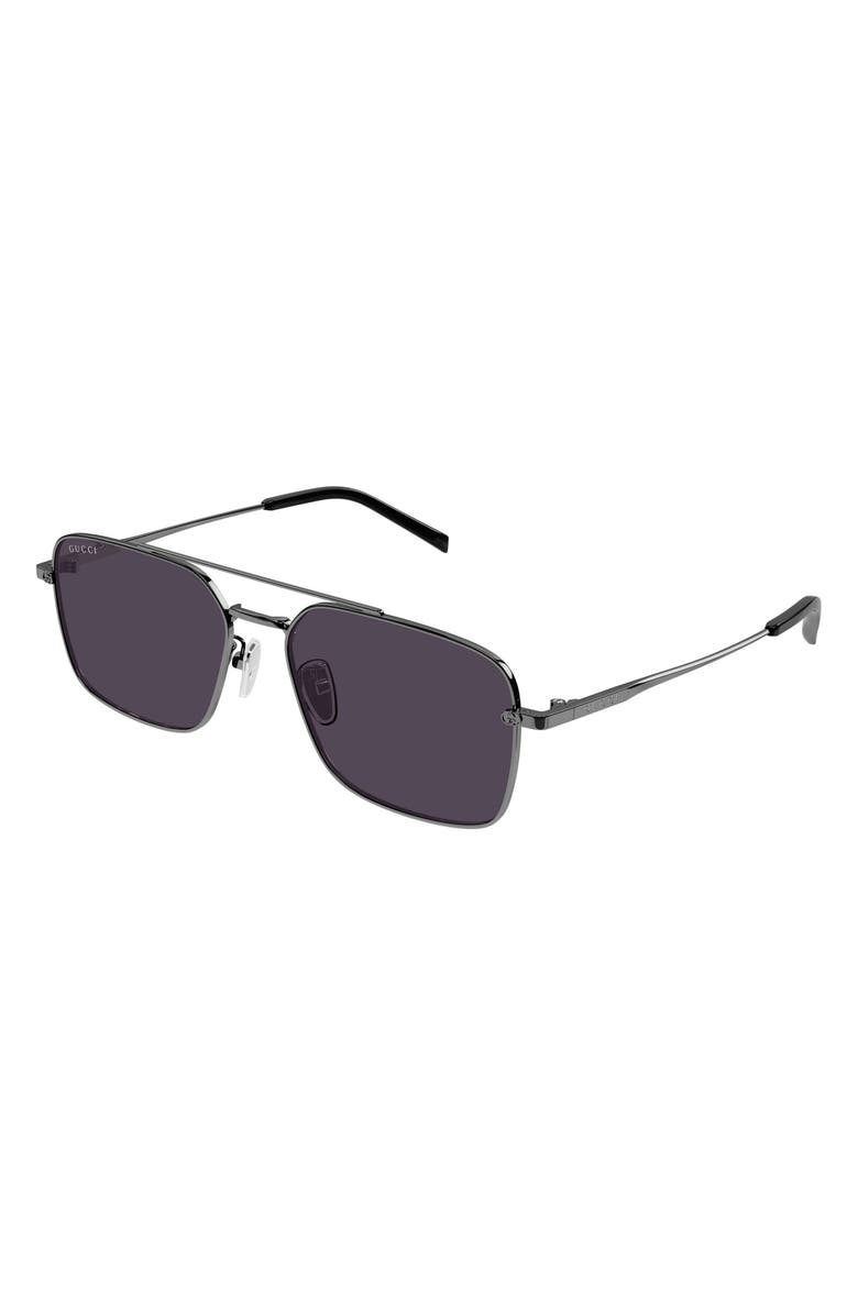 Gucci 58mm Square Sunglasses, Alternate, color, Ruthenium