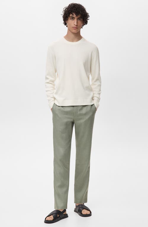 Mango Regular Fit Crewneck Rib Sweater In White