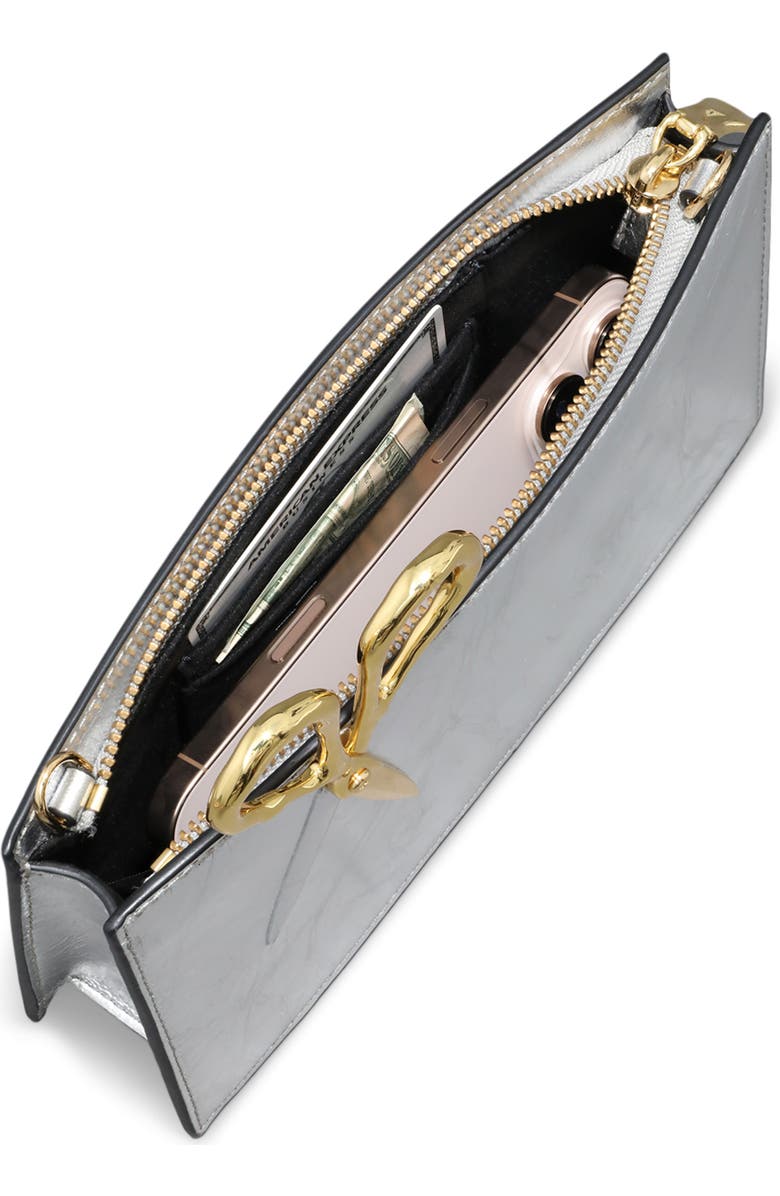 Alexis Bittar The Petite Scissor Leather Clutch, Alternate, color, Silver