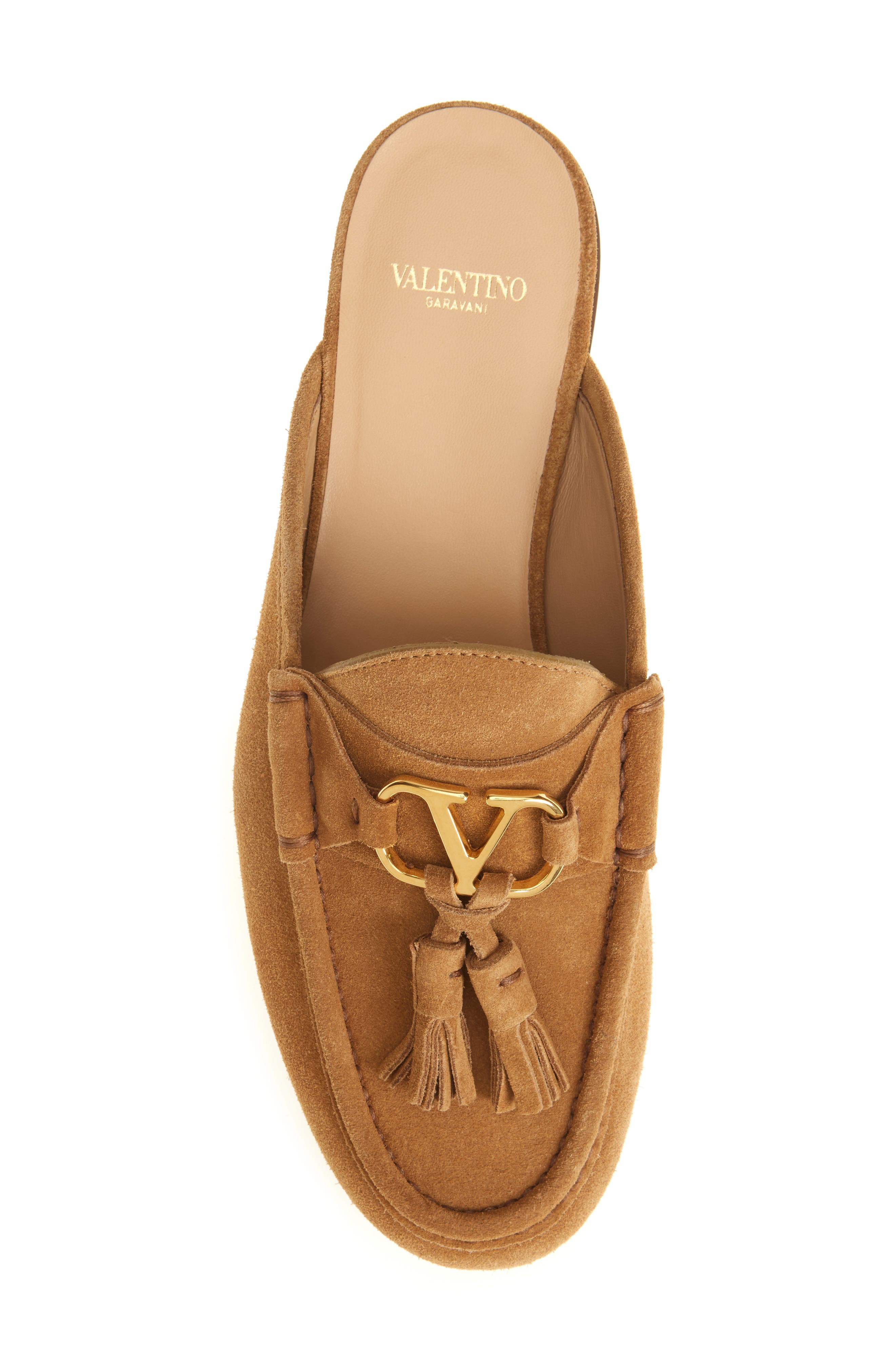 Valentino Garavani VLOGO Tassel Loafer Mule, Alternate, color, Cognac