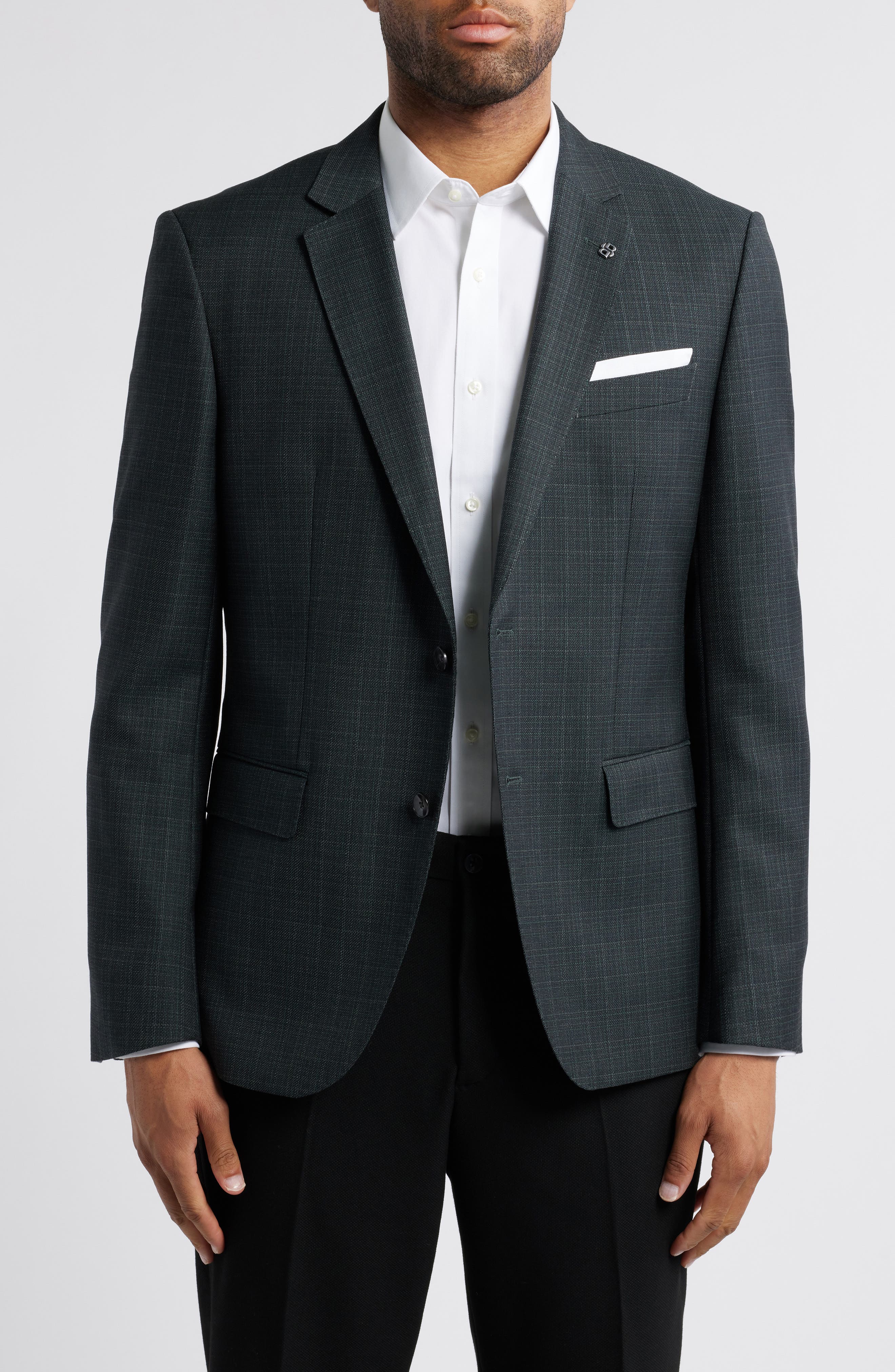 BOSS Hutson Windowpane Check Wool Sport Coat
