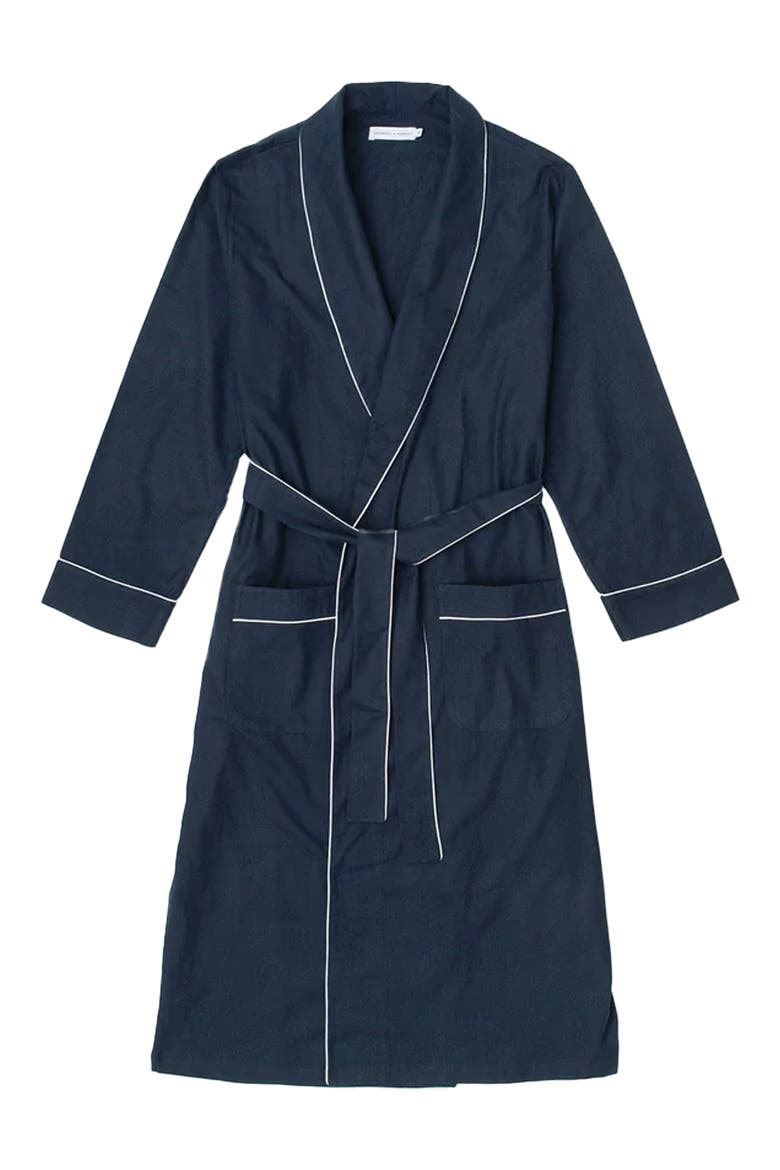 Brushed Cotton Robe, Alternate, color, NAVY