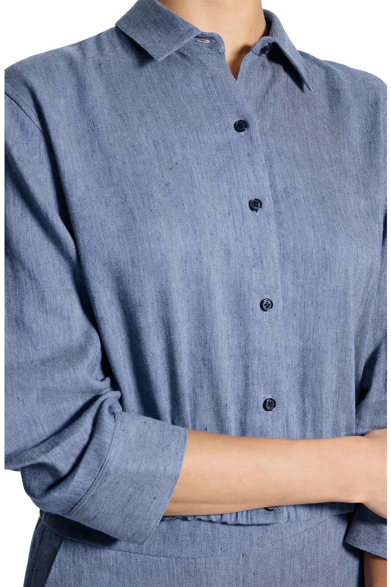 Scrunch Sleeve Chambray Crop Button-Up Top, Alternate, color, LIGHT DENIM - RR4
