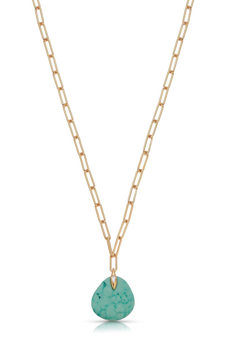 Long Stone Pendant Necklace, Main, color, TURQUOISE